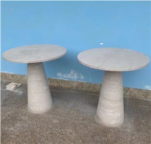 Contemporary Beige Travertine Dining Tables