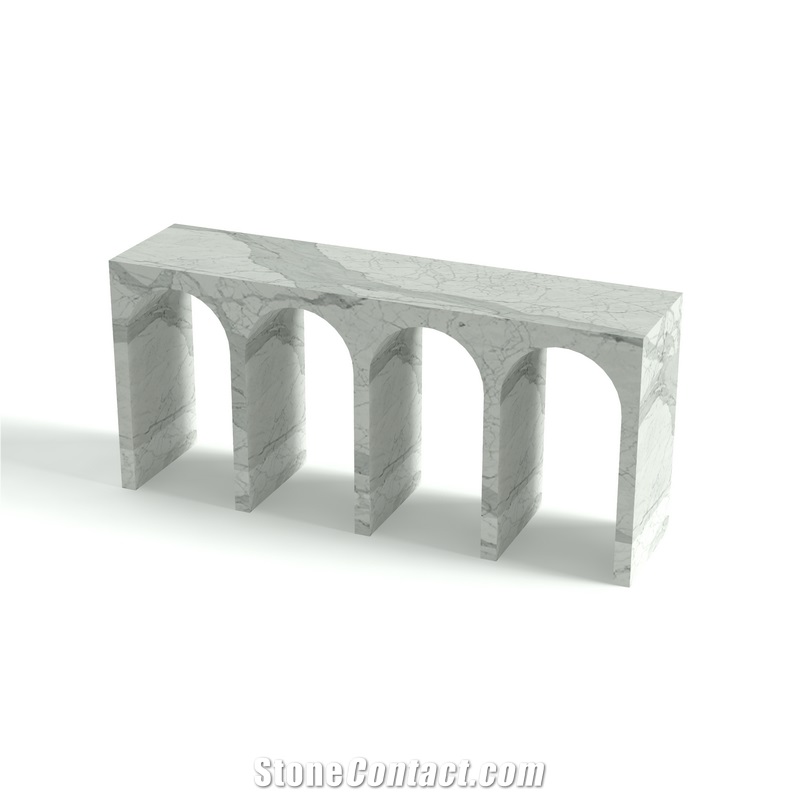 Custom Carrara White Marble Console Table Entryway Table