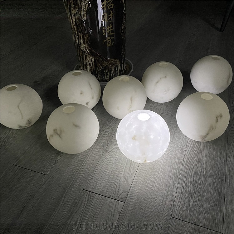 Translucent Artificial Stone White Alabaster Globe Lights