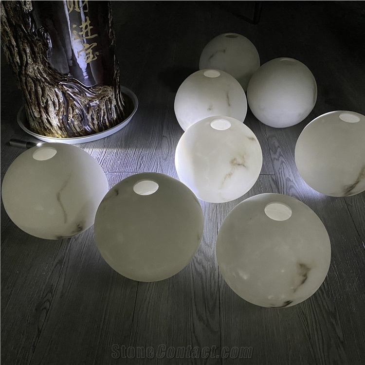 Translucent Artificial Stone White Alabaster Globe Lights