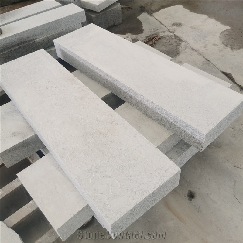 High Quality Padang White G603 Granite Flamed Stone Stair