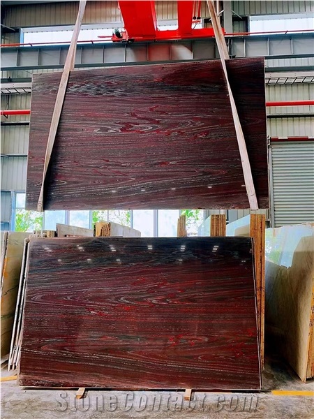 Brazil Iron Red Granite Polished Slabs For Interior Design