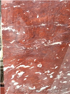 France Rosso Francia Marble Slabs For Outdoor Wall Design