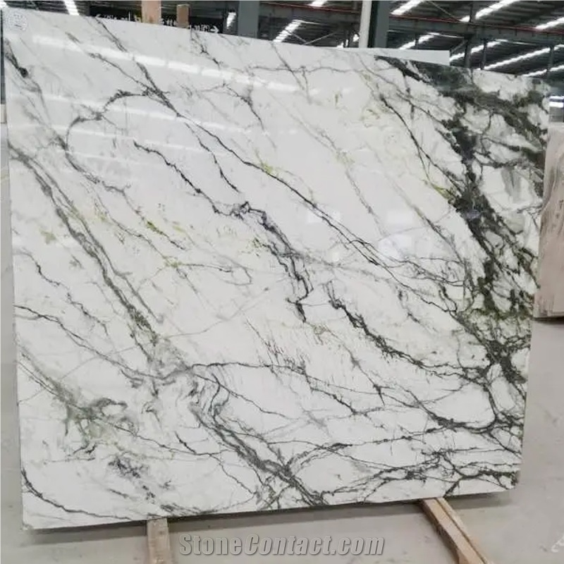 Chinese Clivia White Marble With Green Vein For Wall