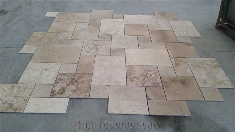 Natural Coffee Brown Travertine Tiles Polished Clear Slabs