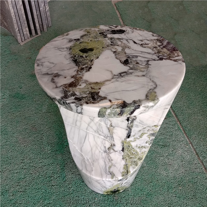 Round Shape Beautiful Ice Green Marble Table Tops