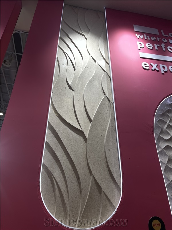 Turkey Beige Moca Limestone Slabs 3D Surface Wall Decor Panel