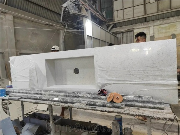LQ-303 Iced White Quartz Countertops Engineered Stone VN