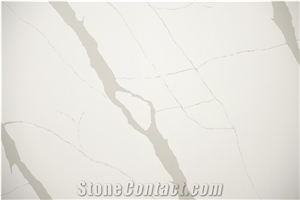 LQ-802 Calacatta White Quartz Slab Large Engineered Quartz