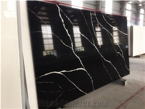 LQ-809 Calacatta Black Quartz Slabs Vietnam