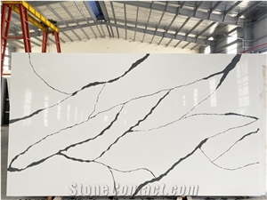 LQ-816 Calacatta Quartz Slabs Vietnam Artificial Stone