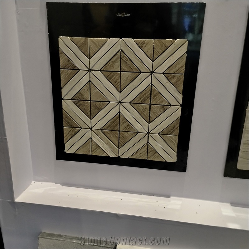 Diamond Shape Serpeggiante Marble Mosaic Tiles For Bathroom