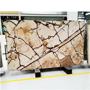 Exotic Gold Polished Stone Wood Quartzite Slabs For Kitchen