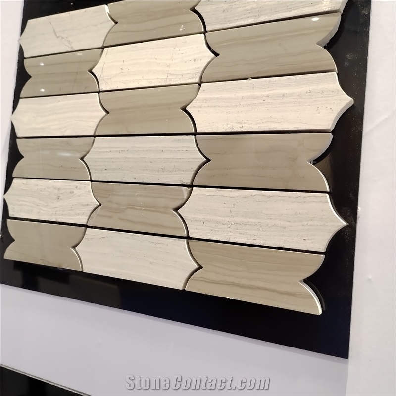 Modern Design   White And Brown Marble Picklet Mosaic Tiles For Wall