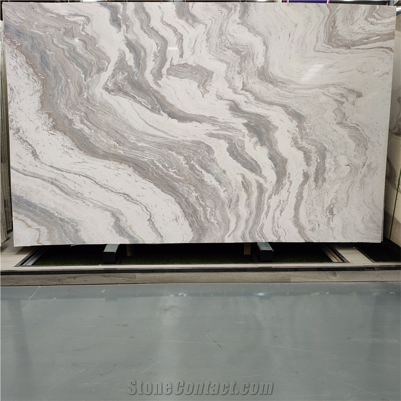 Polished Snow Cloud White Marble Slab For Decoration