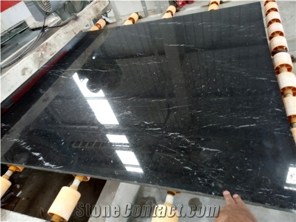 Vietnam Black Marquina Marble Slab With White Veins