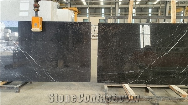 Vietnam Black Marquina Marble Slab With White Veins