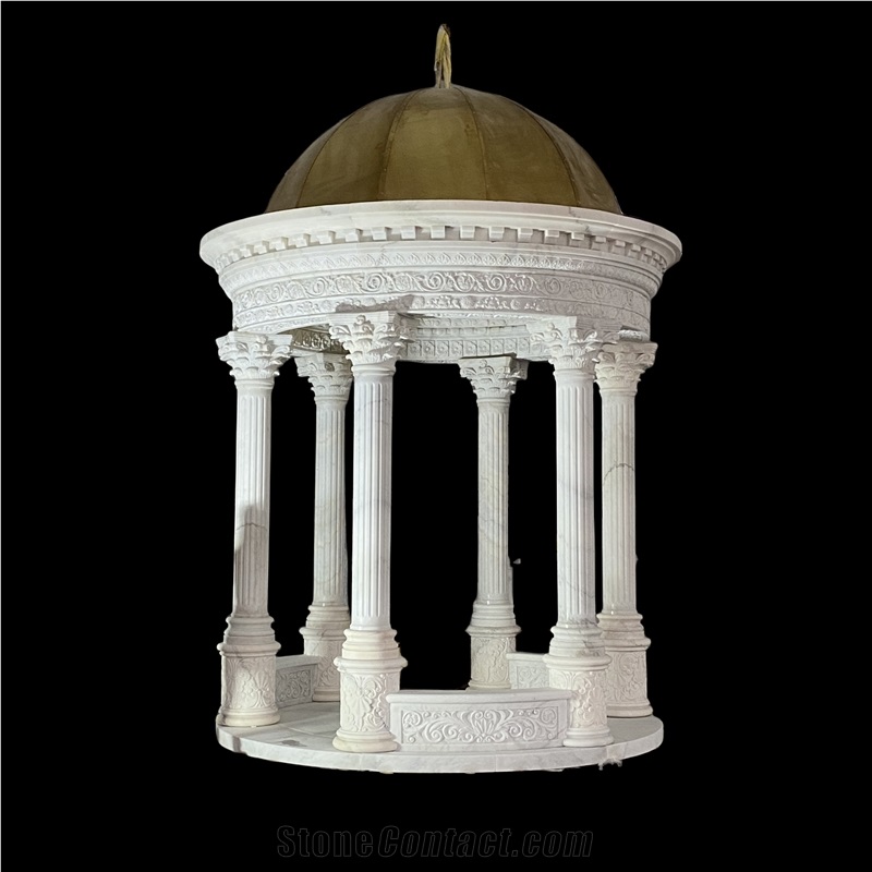 White Marble Roman Column Garden Gazebo