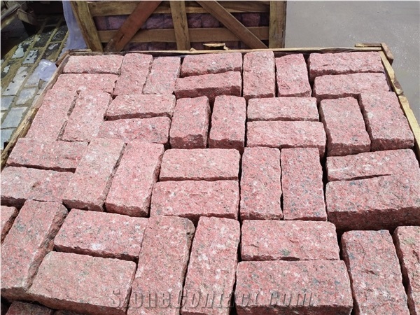 Red Binh Dinh Granite Cobblestone, Pavers, Cubestone