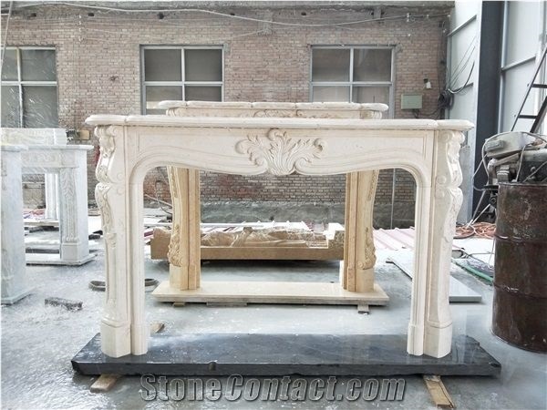 New Cream Marfil Marble Fireplace Mantels