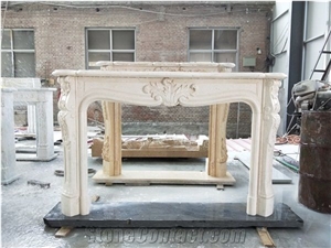 New Cream Marfil Marble Fireplace Mantels
