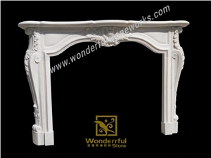 White Marble Handcarved Stone Fireplace