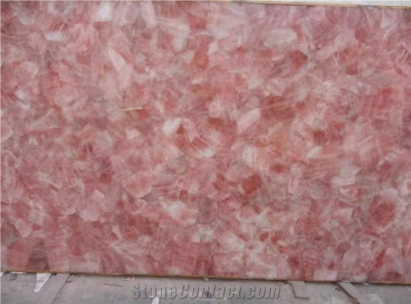 2Cm Pink Crystal Quartz Semiprecious Slabs