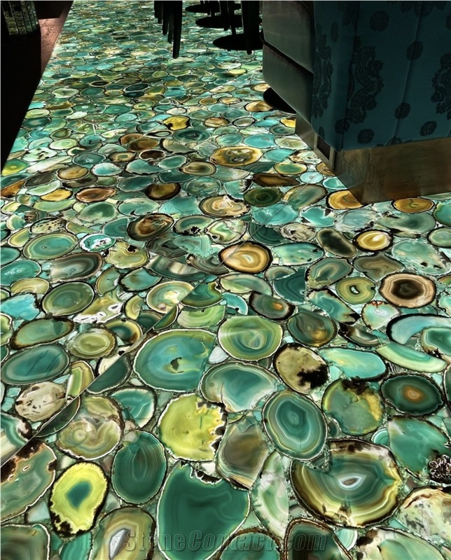Backlit Green Agate Floor,Luxury Stone