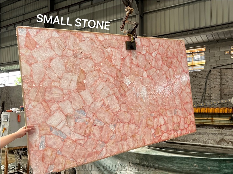 Pink Quartz Semi Precious Stone Wall