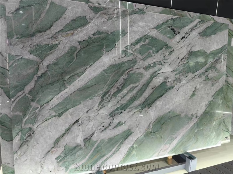 Patek Philippe Green Crystal Quartzite Slabs For Wall Decor