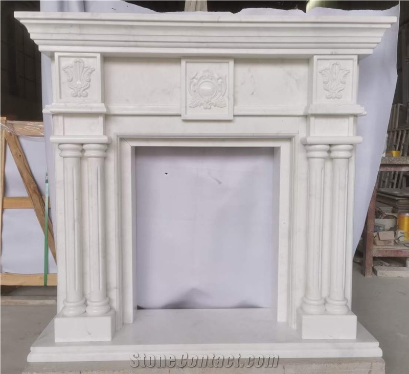 Natural White Color Marble Ariston White Marble Fireplace