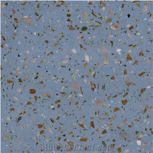 Optimustone Blue Terrazzo Wall Floor,Regenereted Stone Slab