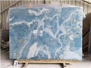 Translucent Natural Blue Onyx Slab,Optimustone Blue Onyx