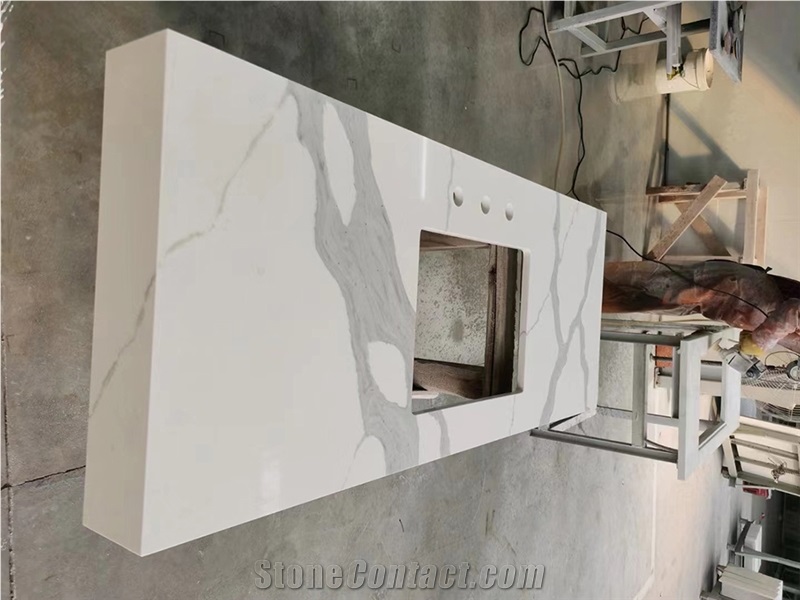Nano Fishbelly White Quartz Bathroom Countertop,Vanity Tops