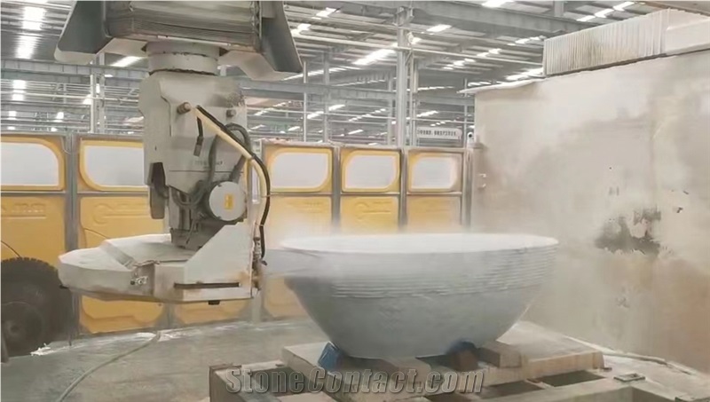 White Wooden Marble Bathtub CNC Carved Stone Bathtub