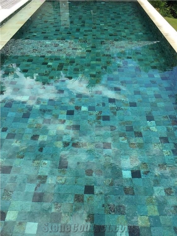 Sukabumi Green Stone Pool Coping, Pool Pavers