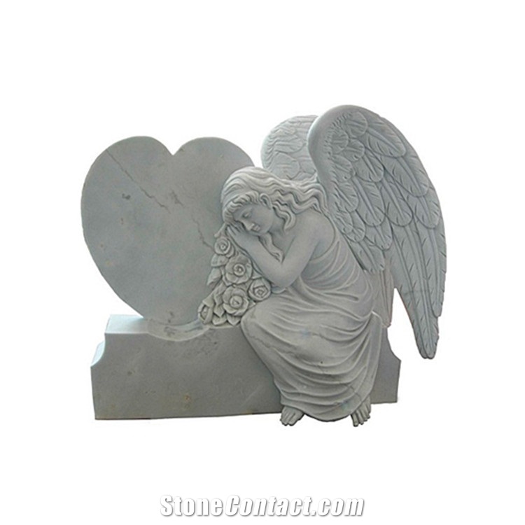 Angel Gravestone In White Marble