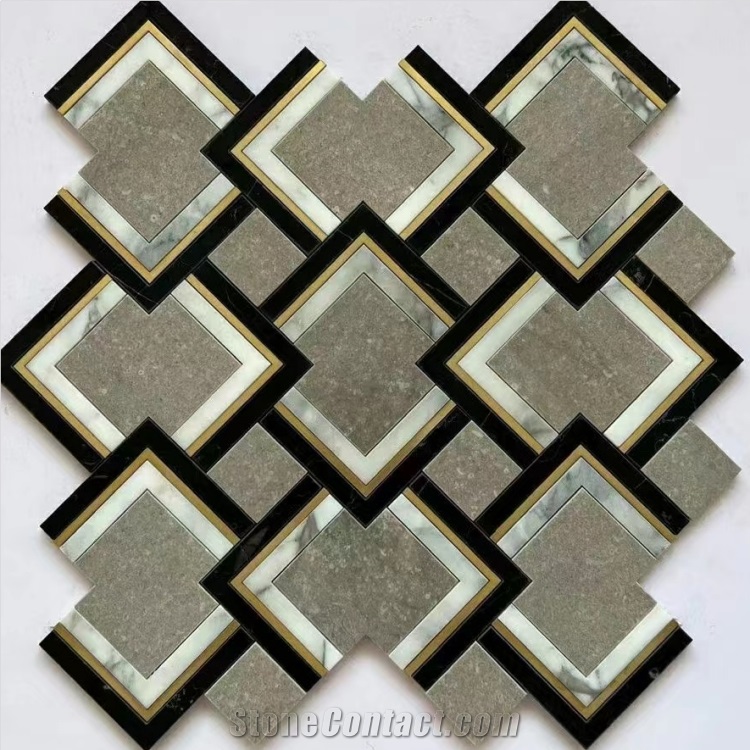 Black Mosaic Natural Stone Marble Floor And Wall Tile