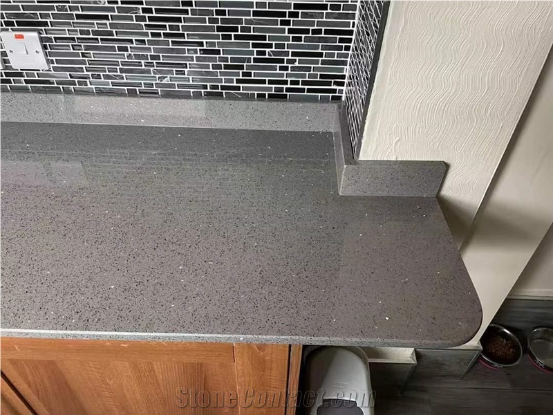 Sparkle Grey Crystal Quartz Slab from China - StoneContact.com
