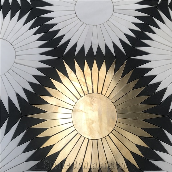 Marble  Mosaic Tiles With Metal