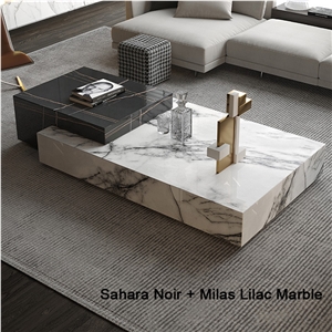 Customizable Natural Marble Milac Lilas Marble Tea Table