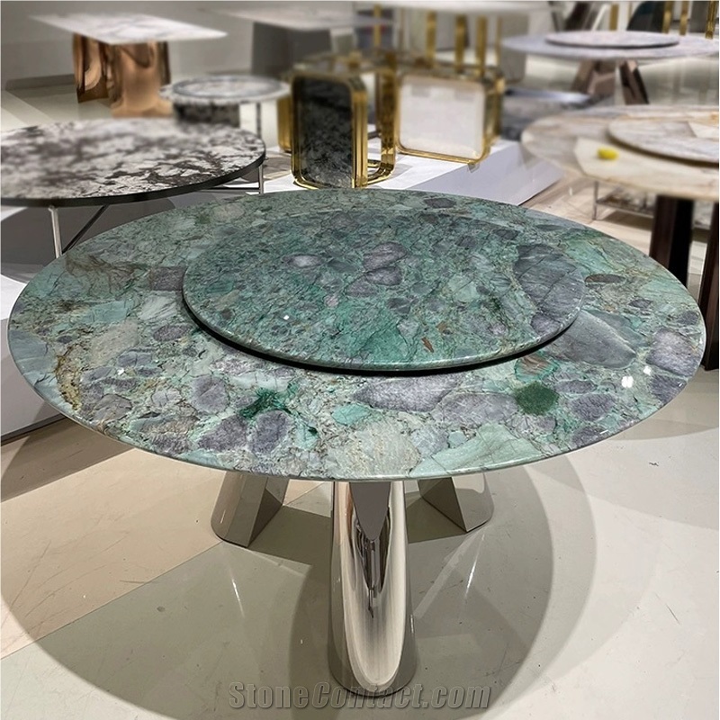 Customization Emerald Marinace Quartzite  Dinner Table
