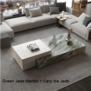 Natural Marble Cary Ice Jade Tea Table For Living Room