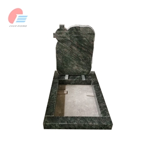 European Style Tropical Green Granite Cross Monument & Kerb Set