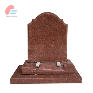 Western Style India Red Granite Headstone With Round Top
