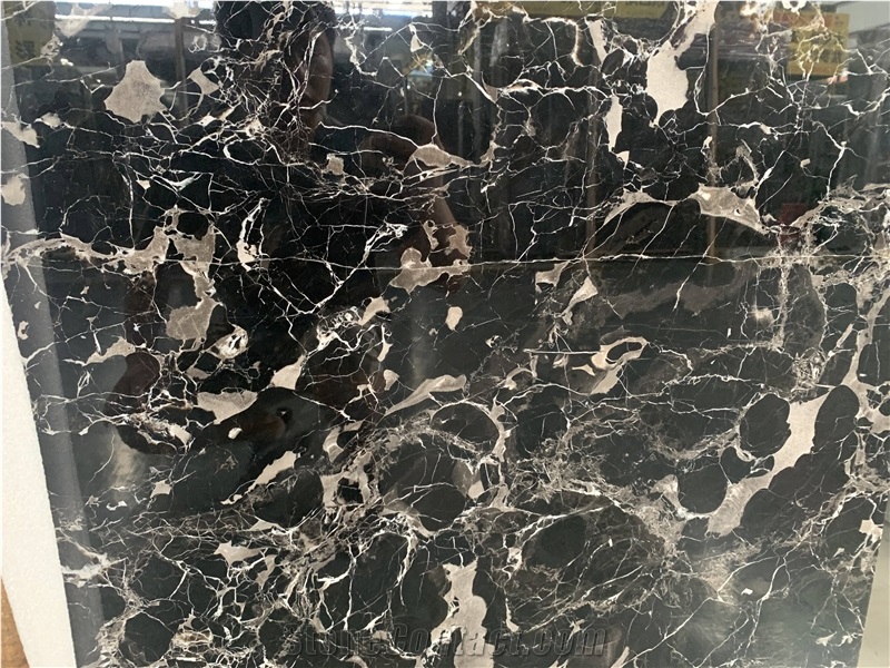 Black Ice Dapple Marble Slabs Tiles