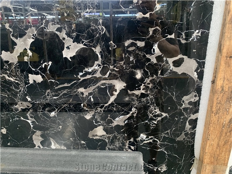 Black Ice Dapple Marble Slabs Tiles