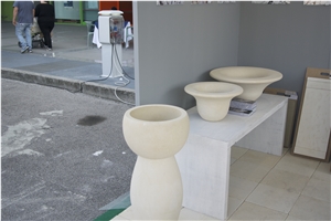 Round Vessel Wash Basins In Pietra Leccese