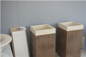 Square Pedestal Wash Basin In Pietra Leccese