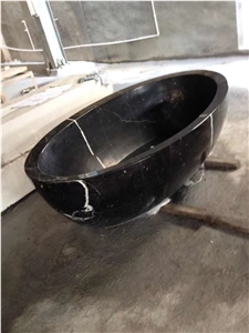 Black Marquina Marble Bathtub For Luxury Villa